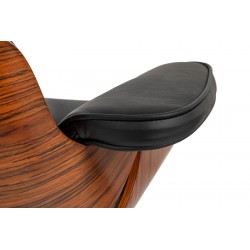 Fotel Lounge biały z podnóżkiem - sklejka różana