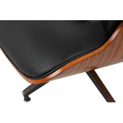 Fotel Lounge biały z podnóżkiem - sklejka różana