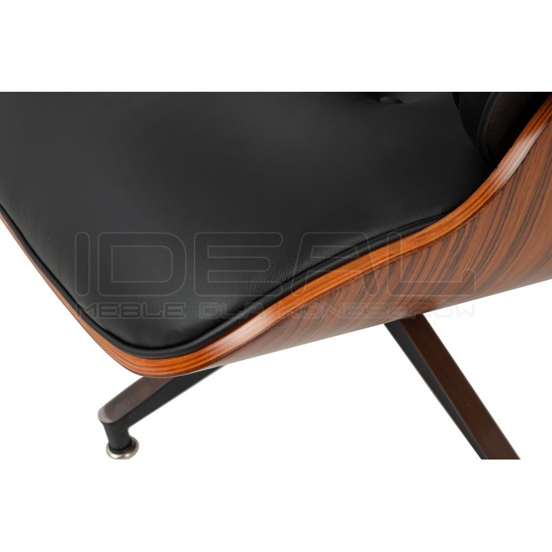 Fotel Lounge biały z podnóżkiem - sklejka różana