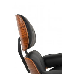 Fotel Lounge biały z podnóżkiem - sklejka różana