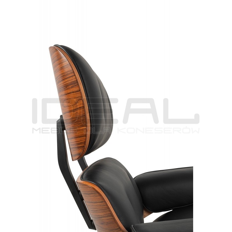 Fotel Lounge biały z podnóżkiem - sklejka różana