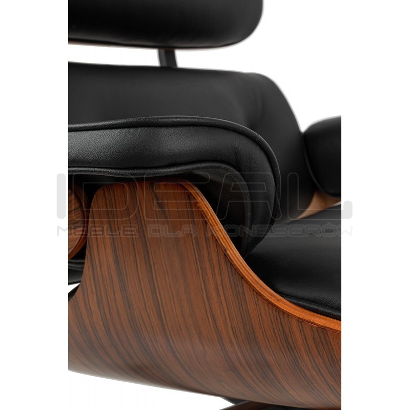 Fotel Lounge biały z podnóżkiem - sklejka różana