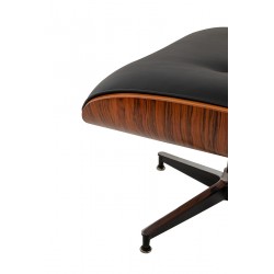 Fotel Lounge biały z podnóżkiem - sklejka różana