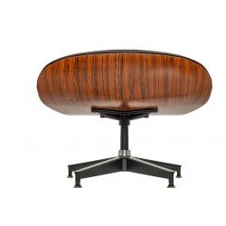 Fotel Lounge biały z podnóżkiem - sklejka różana