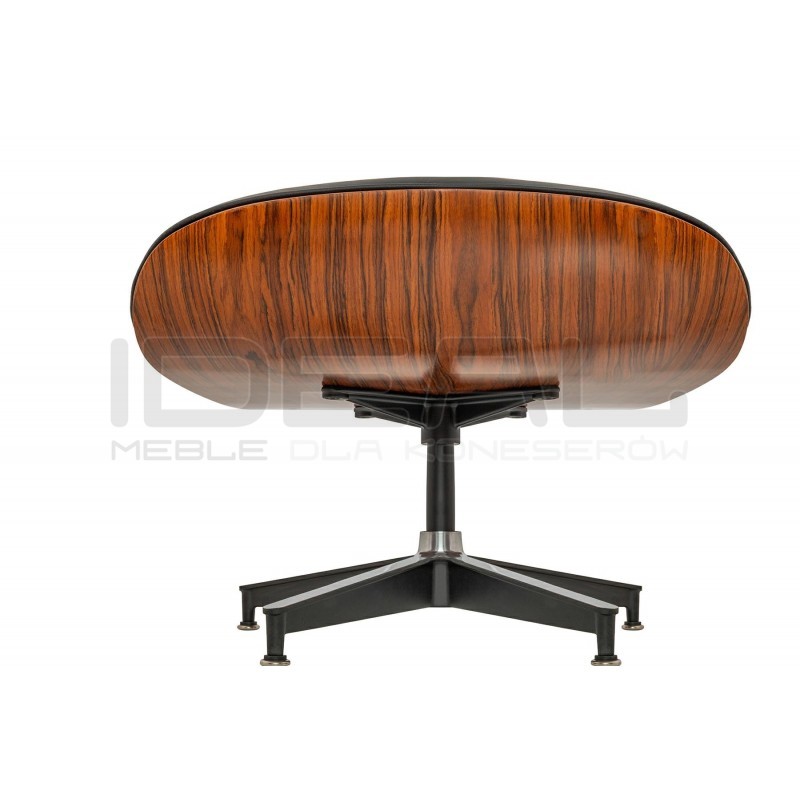 Fotel Lounge biały z podnóżkiem - sklejka różana