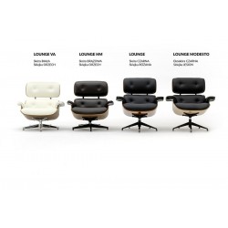 Fotel Lounge biały z podnóżkiem - sklejka różana