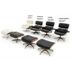 Fotel Lounge biały z podnóżkiem - sklejka różana