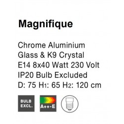 Żyrandol Kryształowy glamour Magnifique 8 srebrny