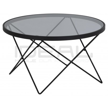 Stolik kawowy Katon czarny szkło transparentne szare