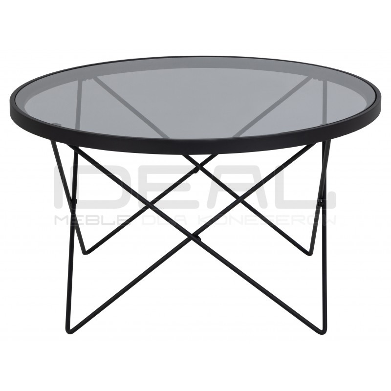 Stolik kawowy Katon czarny szkło transparentne szare