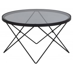 Stolik kawowy Katon czarny szkło transparentne szare