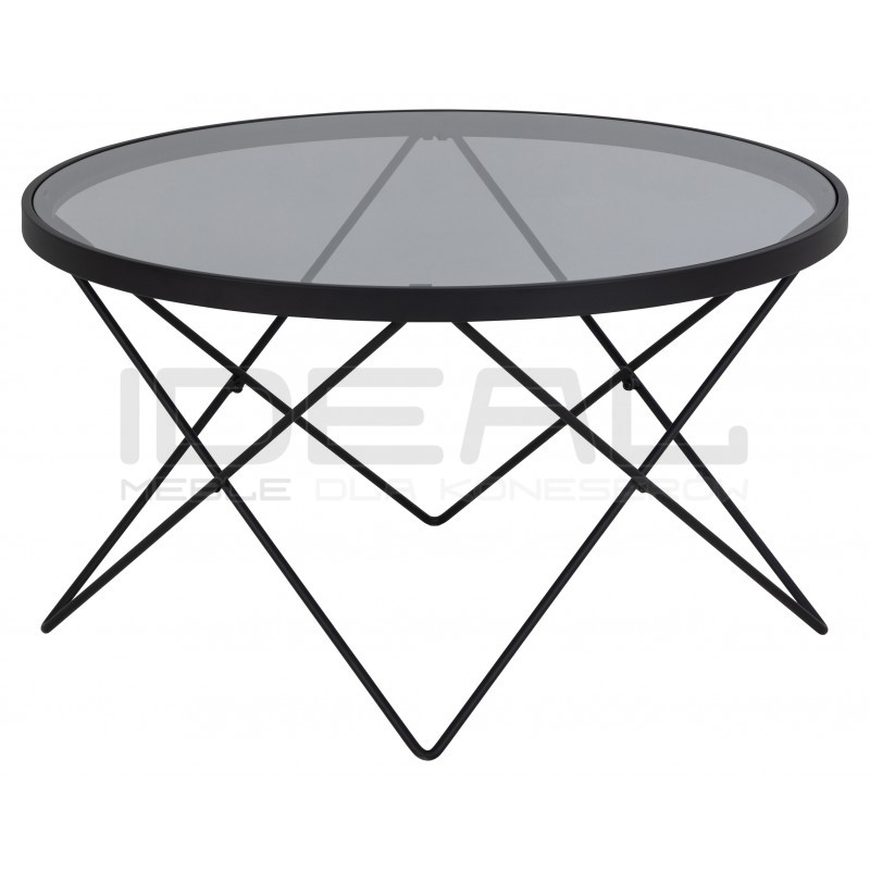 Stolik kawowy Katon czarny szkło transparentne szare