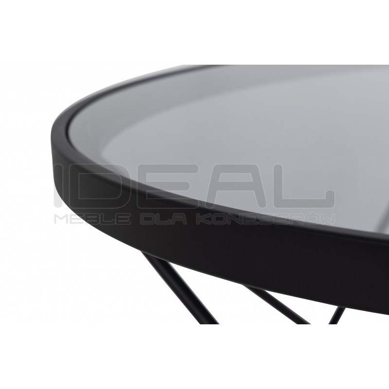 Stolik kawowy Katon czarny szkło transparentne szare