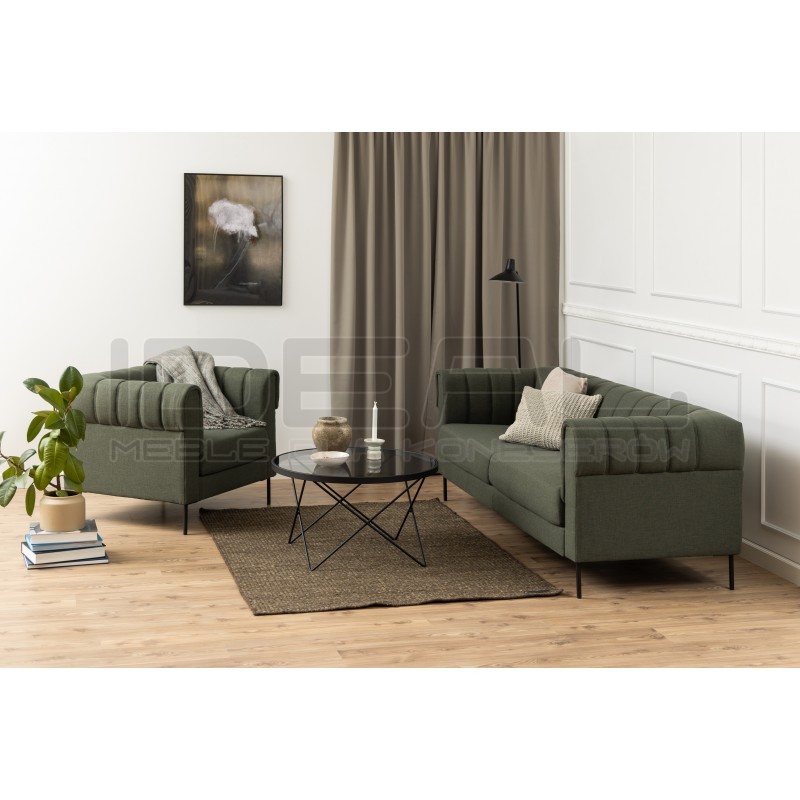 Stolik kawowy Katon czarny szkło transparentne szare