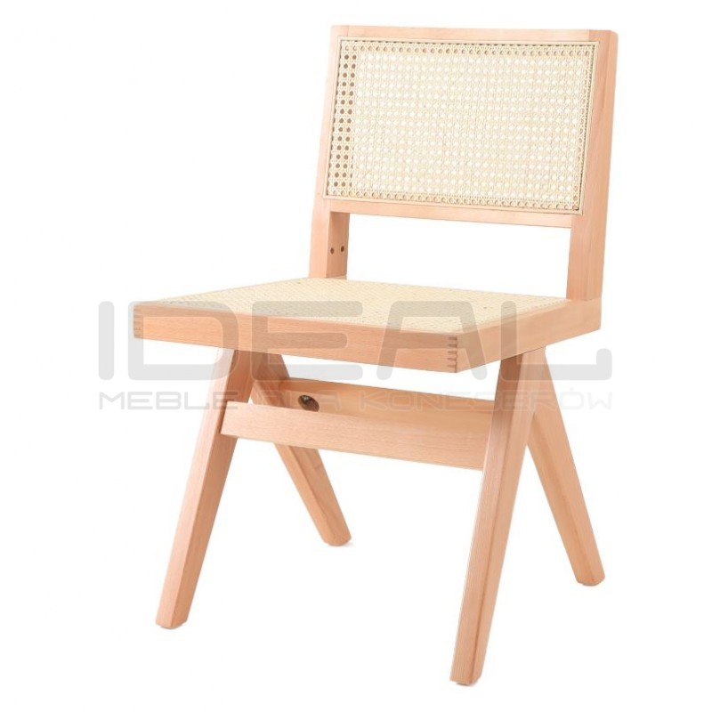 Drewniane KRZESŁO BOHO rattanowa plecionka wiedeńska kolor naturalny