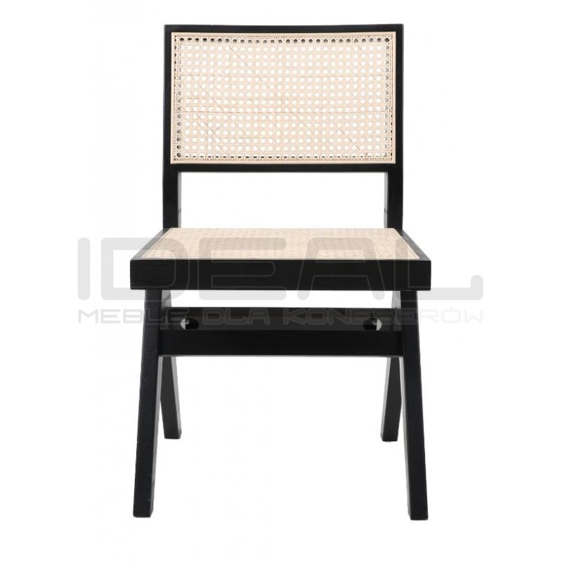 Drewniane KRZESŁO BOHO rattanowa plecionka wiedeńska czarne