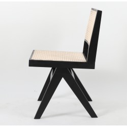 Drewniane KRZESŁO BOHO rattanowa plecionka wiedeńska czarne