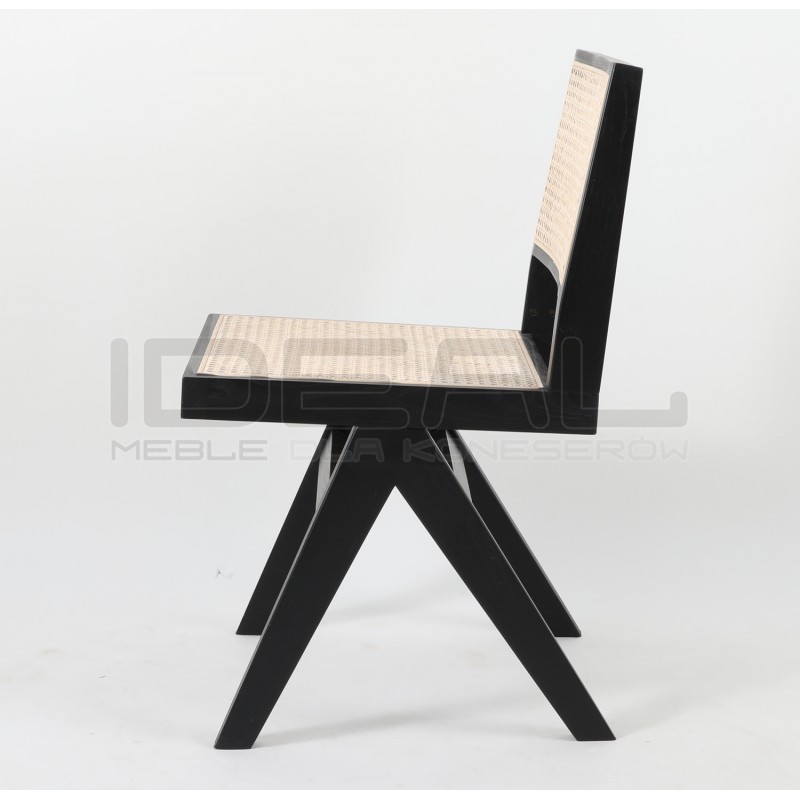 Drewniane KRZESŁO BOHO rattanowa plecionka wiedeńska czarne