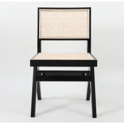 Drewniane KRZESŁO BOHO rattanowa plecionka wiedeńska czarne