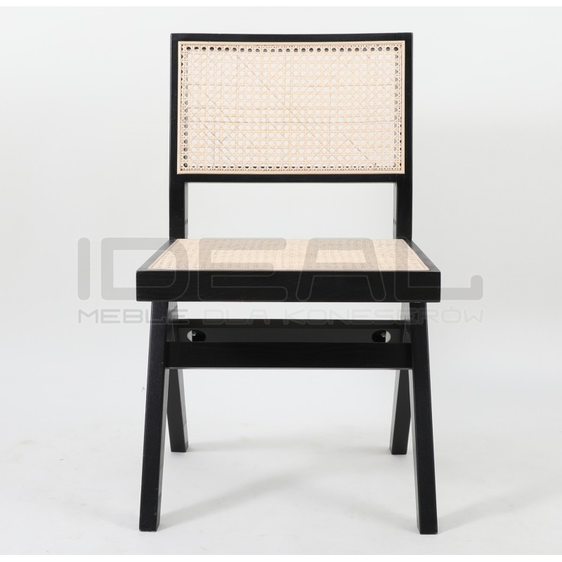 Drewniane KRZESŁO BOHO rattanowa plecionka wiedeńska czarne