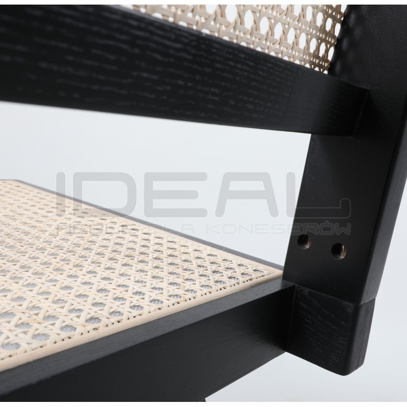 Drewniane KRZESŁO BOHO rattanowa plecionka wiedeńska czarne