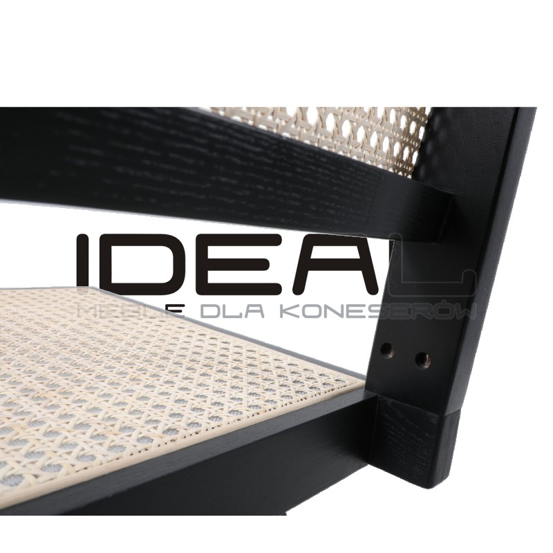 Drewniane KRZESŁO BOHO rattanowa plecionka wiedeńska czarne