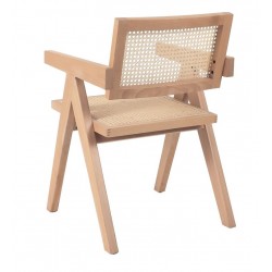 Drewniane KRZESŁO BOHO z podłokietnikami rattanowa plecionka wiedeńska