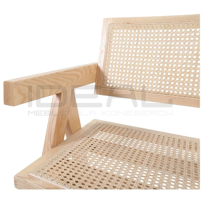 Drewniane KRZESŁO BOHO z podłokietnikami rattanowa plecionka wiedeńska