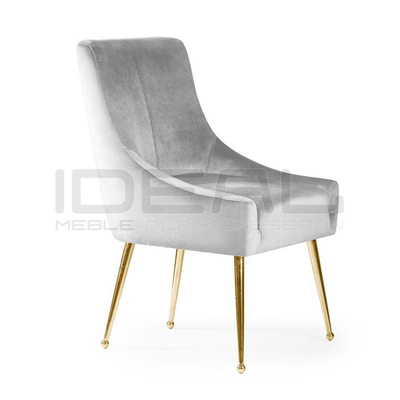 Krzesło glamour złote Tywin Slim z wysokim oparciem i siedziskiem