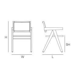 Drewniane KRZESŁO BOHO z podłokietnikami rattanowa plecionka czarne