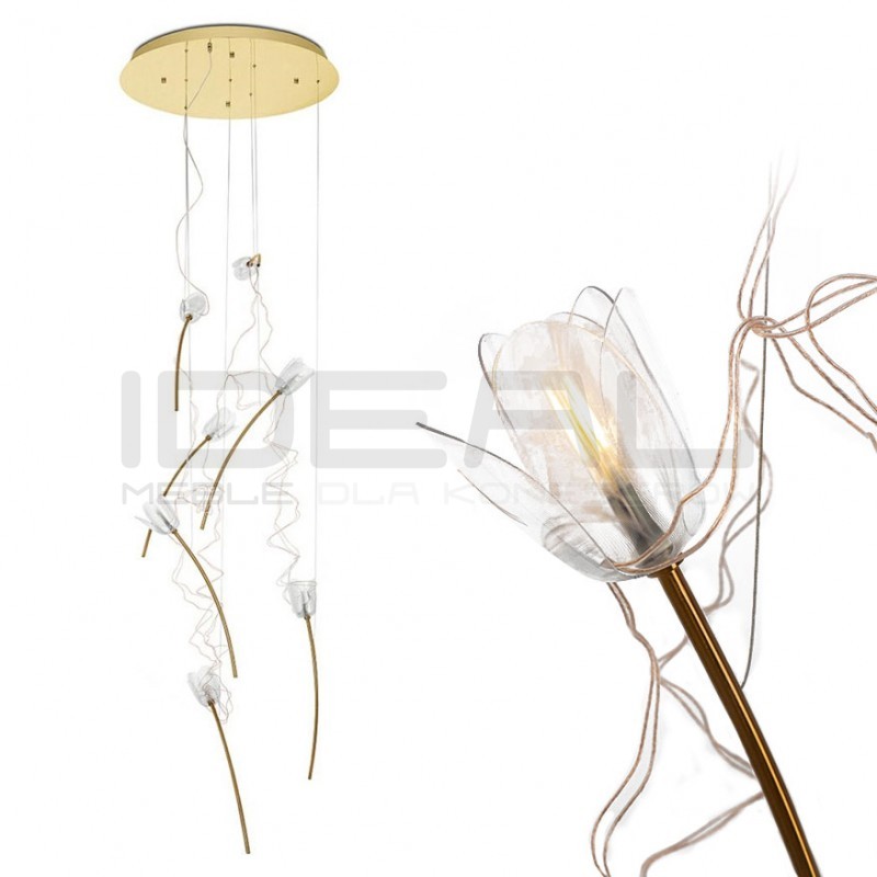 Lampa wisząca TULIPPE 7 DISC glamour złota