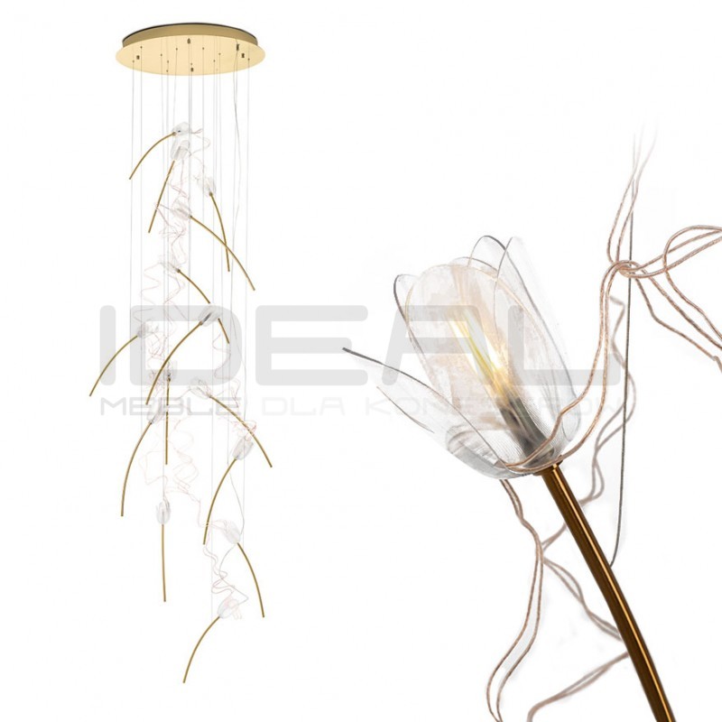 Lampa wisząca TULIPPE 14 DISC glamour złota