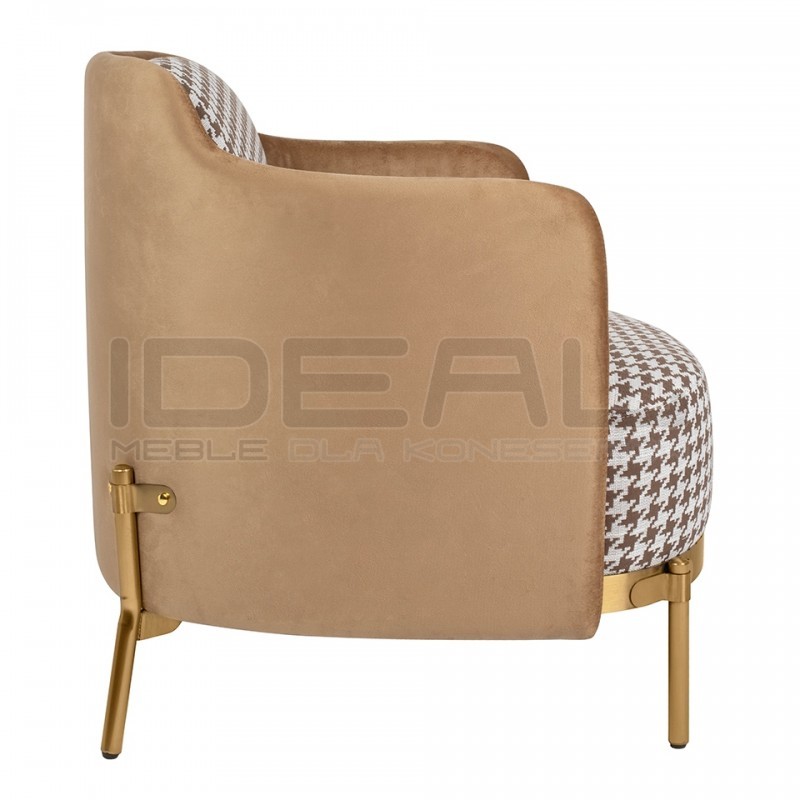 Fotel VENICE pepitka biało-brązowa