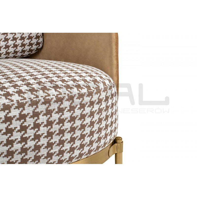 Fotel VENICE pepitka biało-brązowa