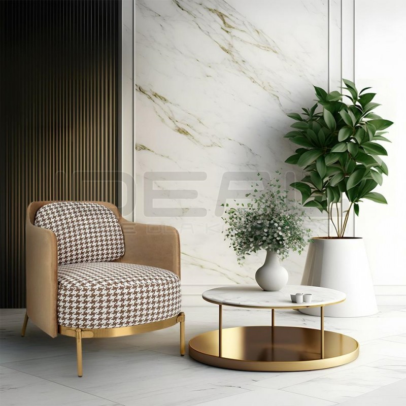 Fotel VENICE pepitka biało-brązowa