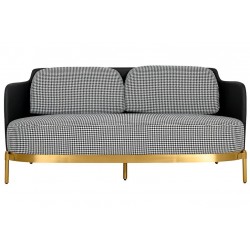 Sofa Art Deco Glamour VENICE pepitka biało - czarna złota podstawa
