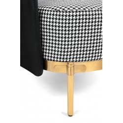 Sofa Art Deco Glamour VENICE pepitka biało - czarna złota podstawa