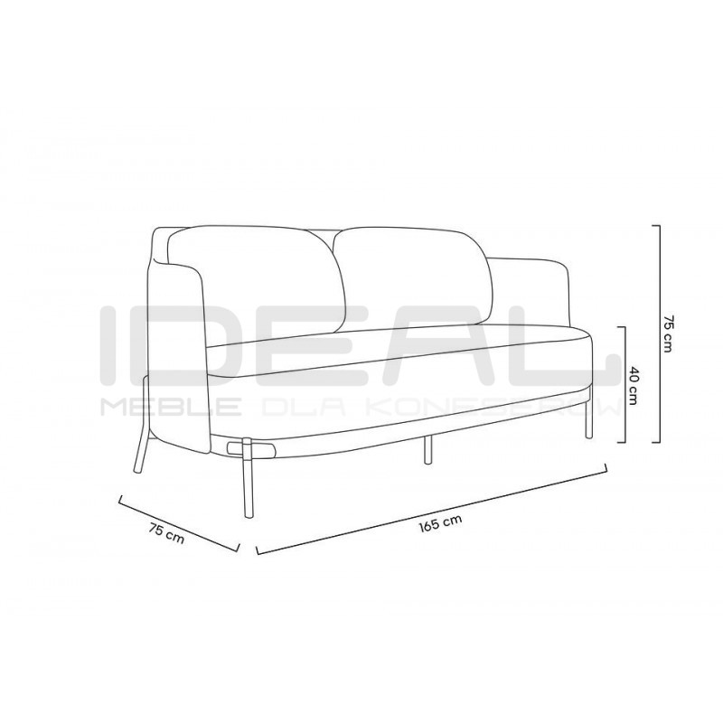 Sofa Art Deco Glamour VENICE pepitka biało - czarna złota podstawa