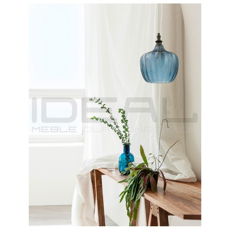 SZKLANA LAMPA WISZĄCA Monro NIEBIESKA vintage