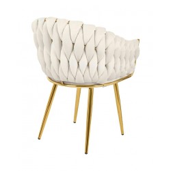 Krzesło Glamour TRESSE beżowe - welur, podstawa złote nogi