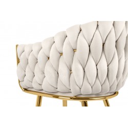 Krzesło Glamour TRESSE beżowe - welur, podstawa złote nogi