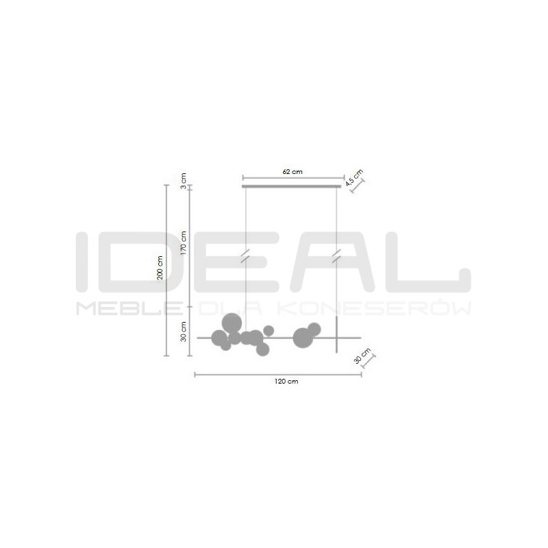 LAMPA WISZĄCA ORION LONG-120 CZARNA pozioma