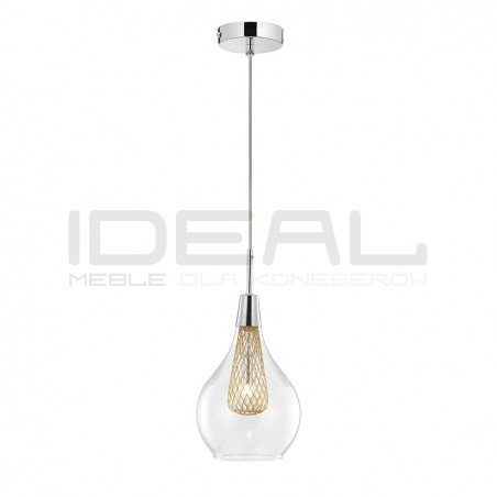 Szklana Lampa Wisząca Frame Bulb przezroczysta złota