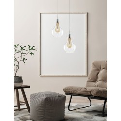 Szklana Lampa Wisząca Frame Bulb przezroczysta złota