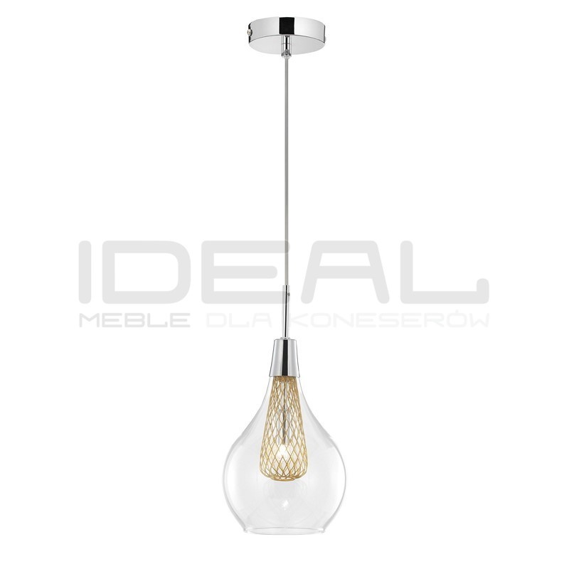 Szklana Lampa Wisząca Frame Bulb przezroczysta złota