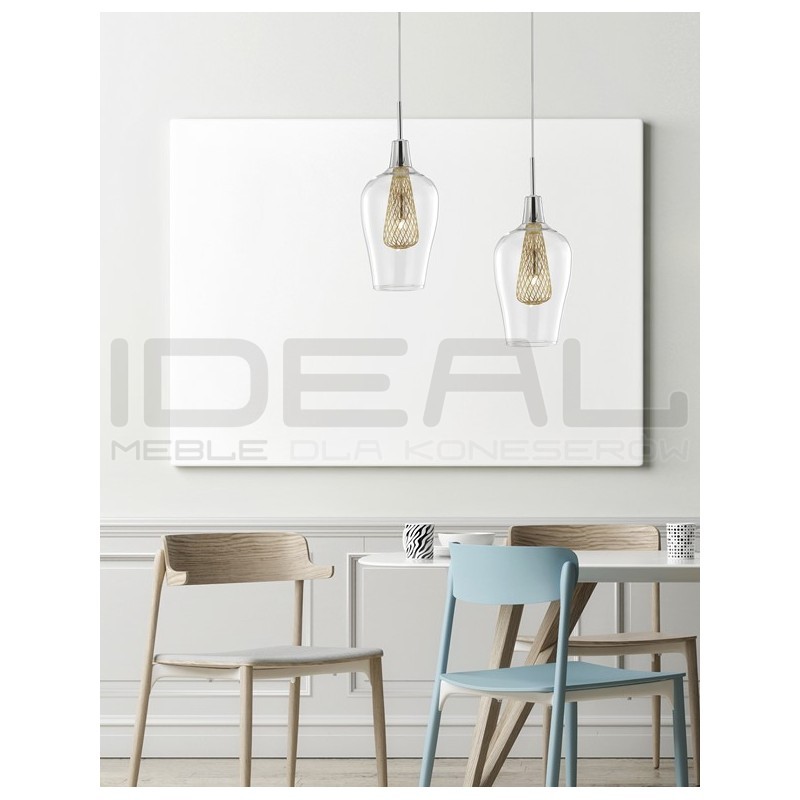 Szklana Lampa Wisząca Frame Tall przezroczysta złota