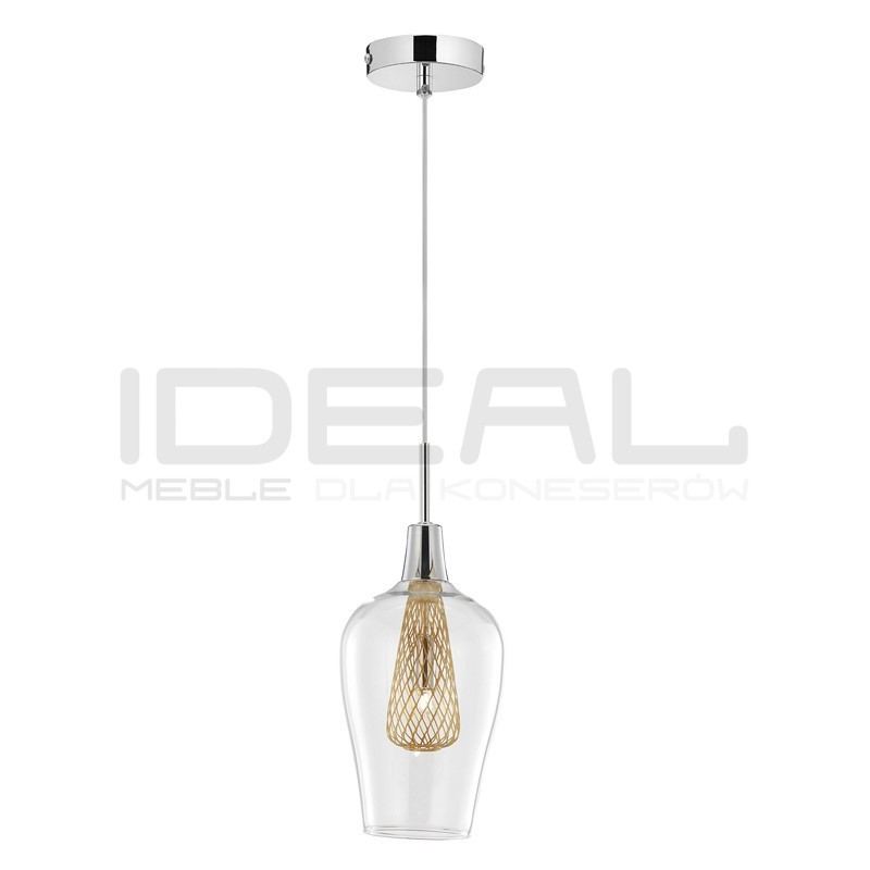 Szklana Lampa Wisząca Frame Tall przezroczysta złota