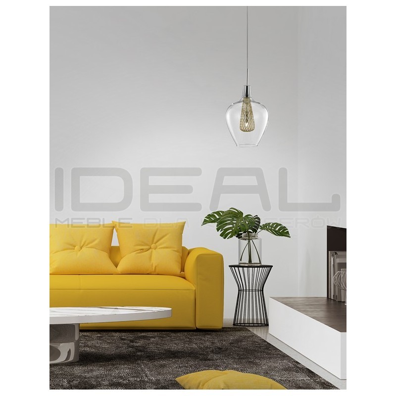 Szklana Lampa Wisząca Frame Goblet przezroczysta złota