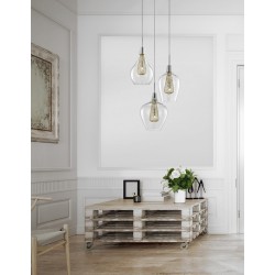 Szklana Lampa Wisząca Frame Potrójna przezroczysta złota