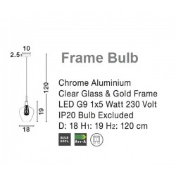 Szklana Lampa Wisząca Frame Bulb przezroczysta złota